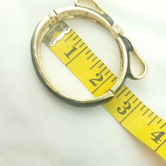 Womens Black And Gold Bow Wrist Fashion Jewelry Spring Ring Bangle Bracelet - Picture 6 of 10